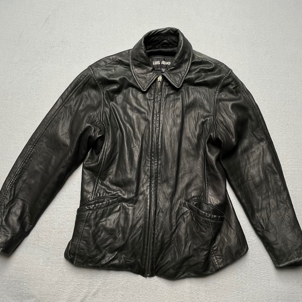 Vintage Luis Alvear Black Leather Zip Up Jacket  Biker Bomber‎ Grunge Medium